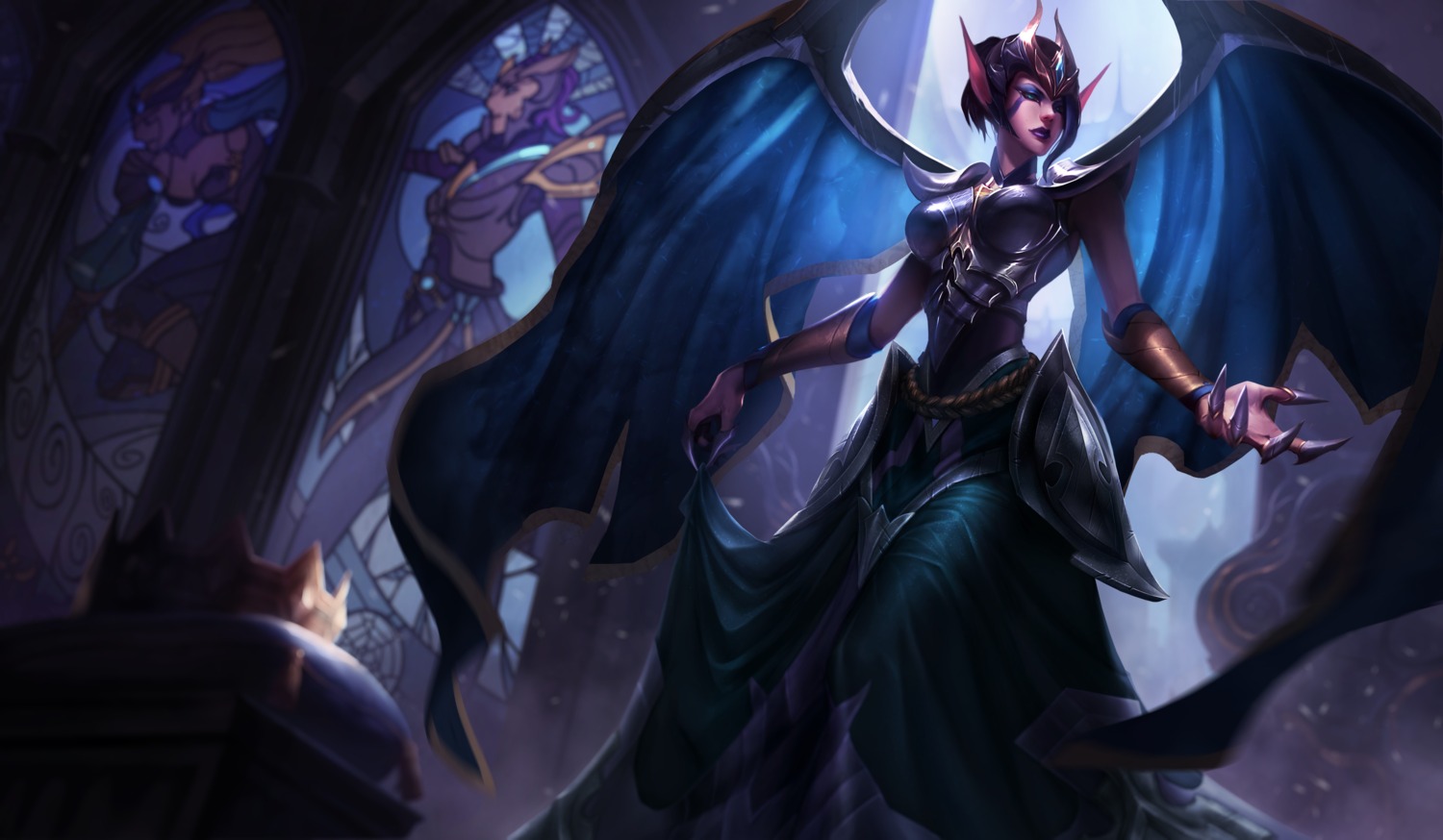 armor league_of_legends morgana pointy_ears tagme wings