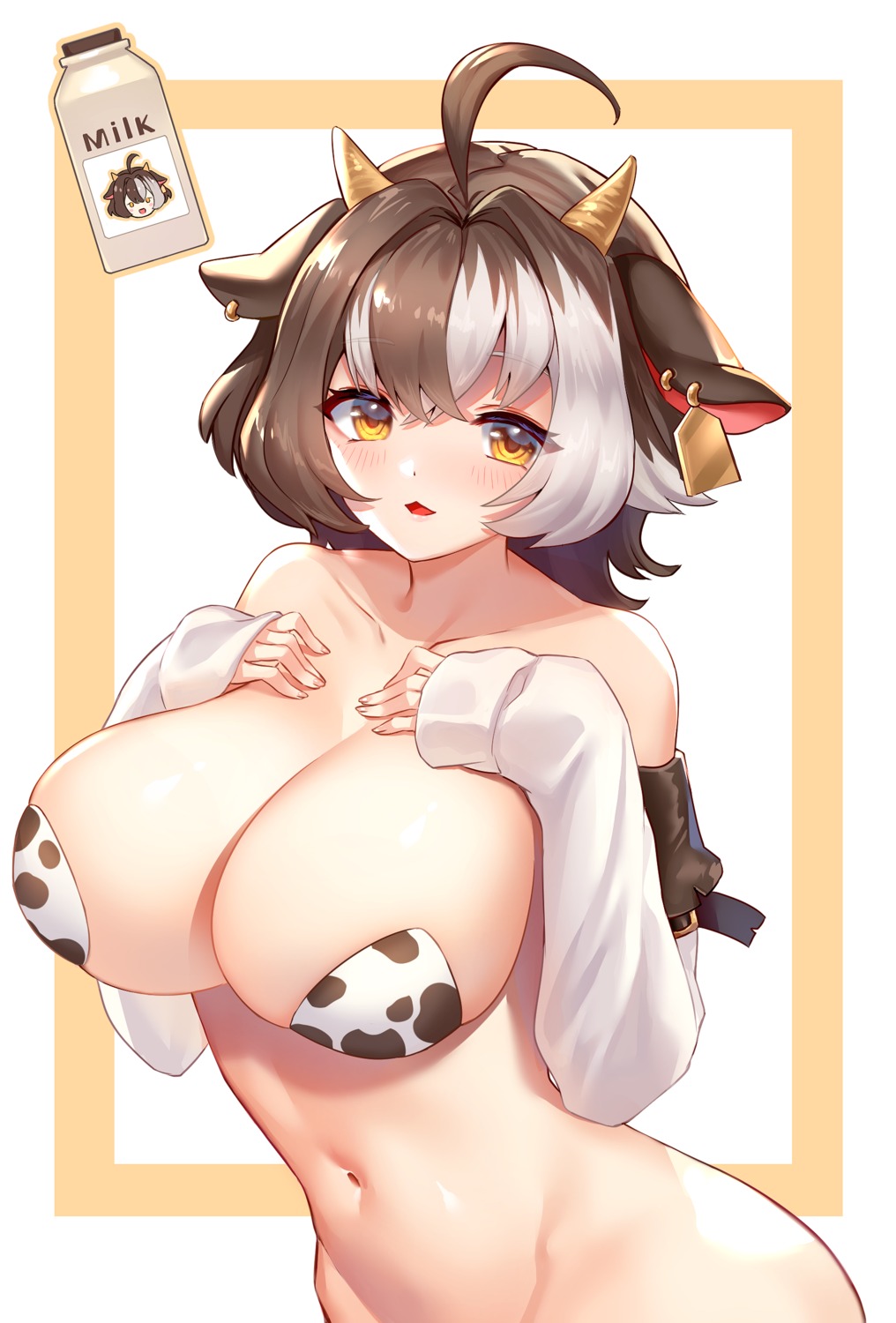 animal_ears breast_hold horns naked pasties tagme