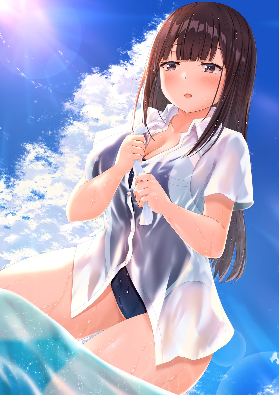 see_through seifuku swimsuits wet wet_clothes yagiryu