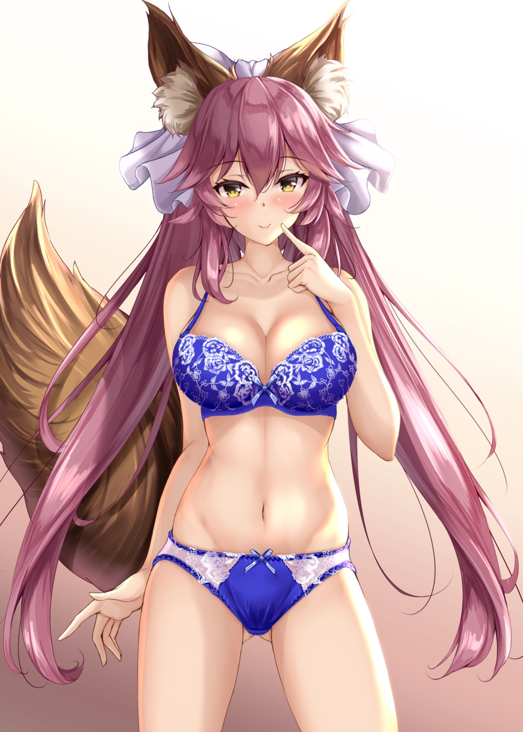 animal_ears bra fate/grand_order fukuda_shuushi kitsune lingerie pantsu tail tamamo_no_mae