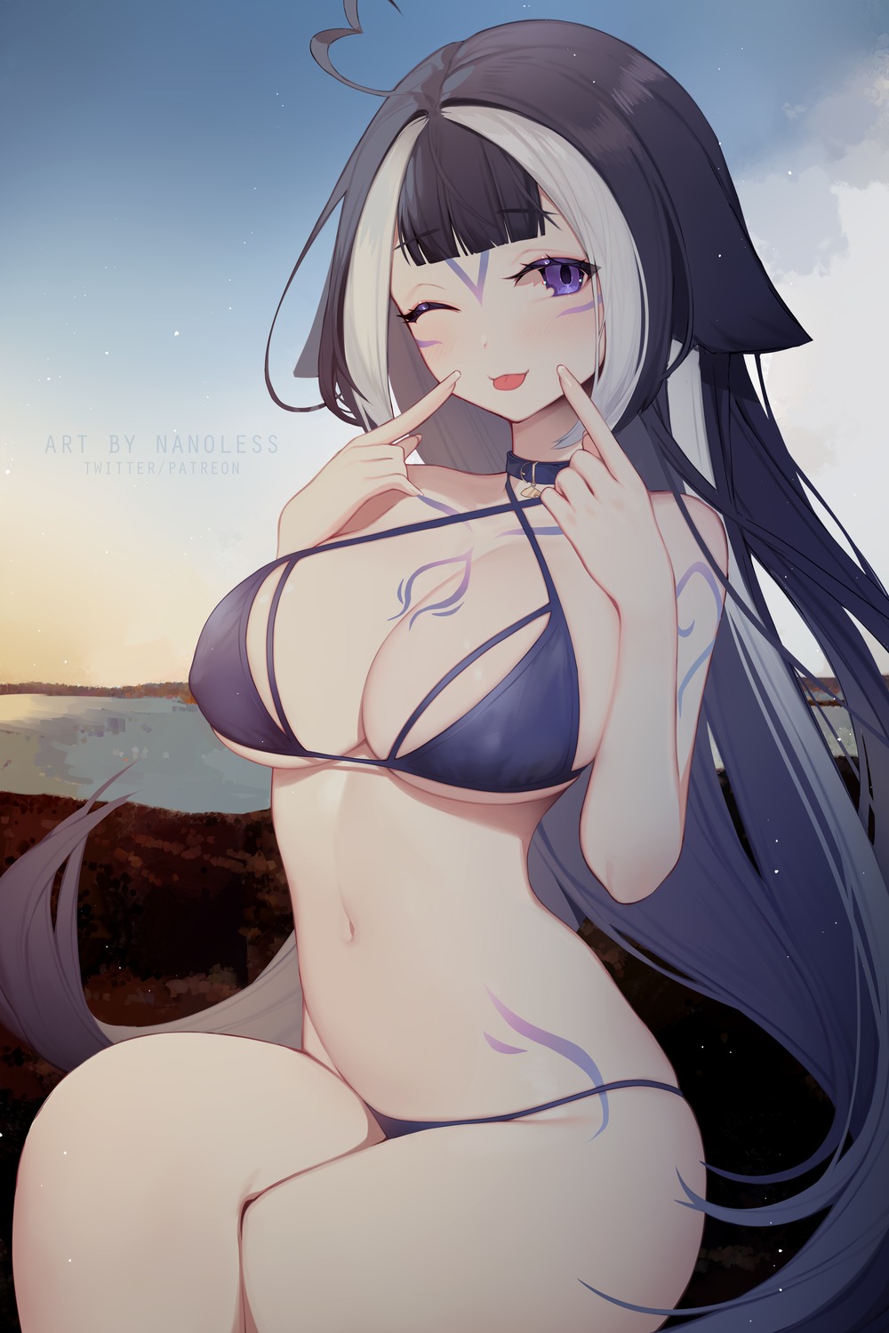 animal_ears bikini indie_virtual_youtuber nanoless shylily swimsuits tattoo