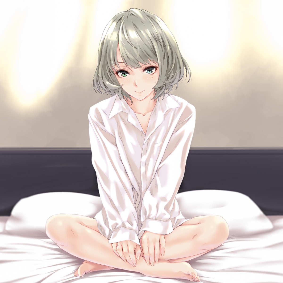 dress_shirt feet heterochromia infinote takagaki_kaede the_idolm@ster the_idolm@ster_cinderella_girls