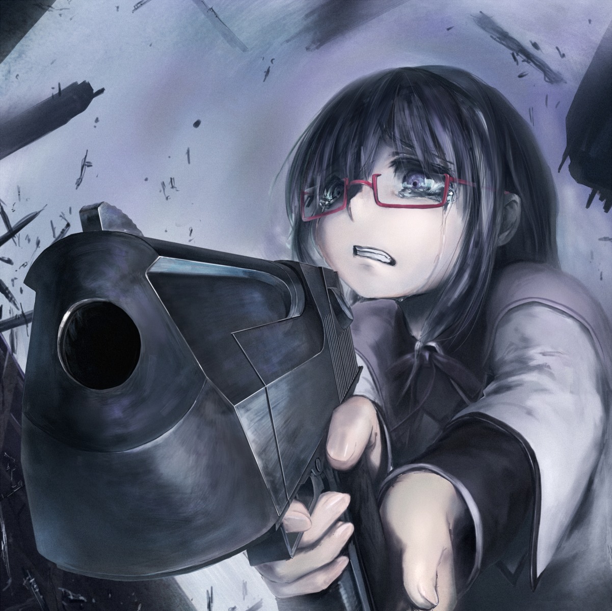 akemi_homura gun kath megane puella_magi_madoka_magica