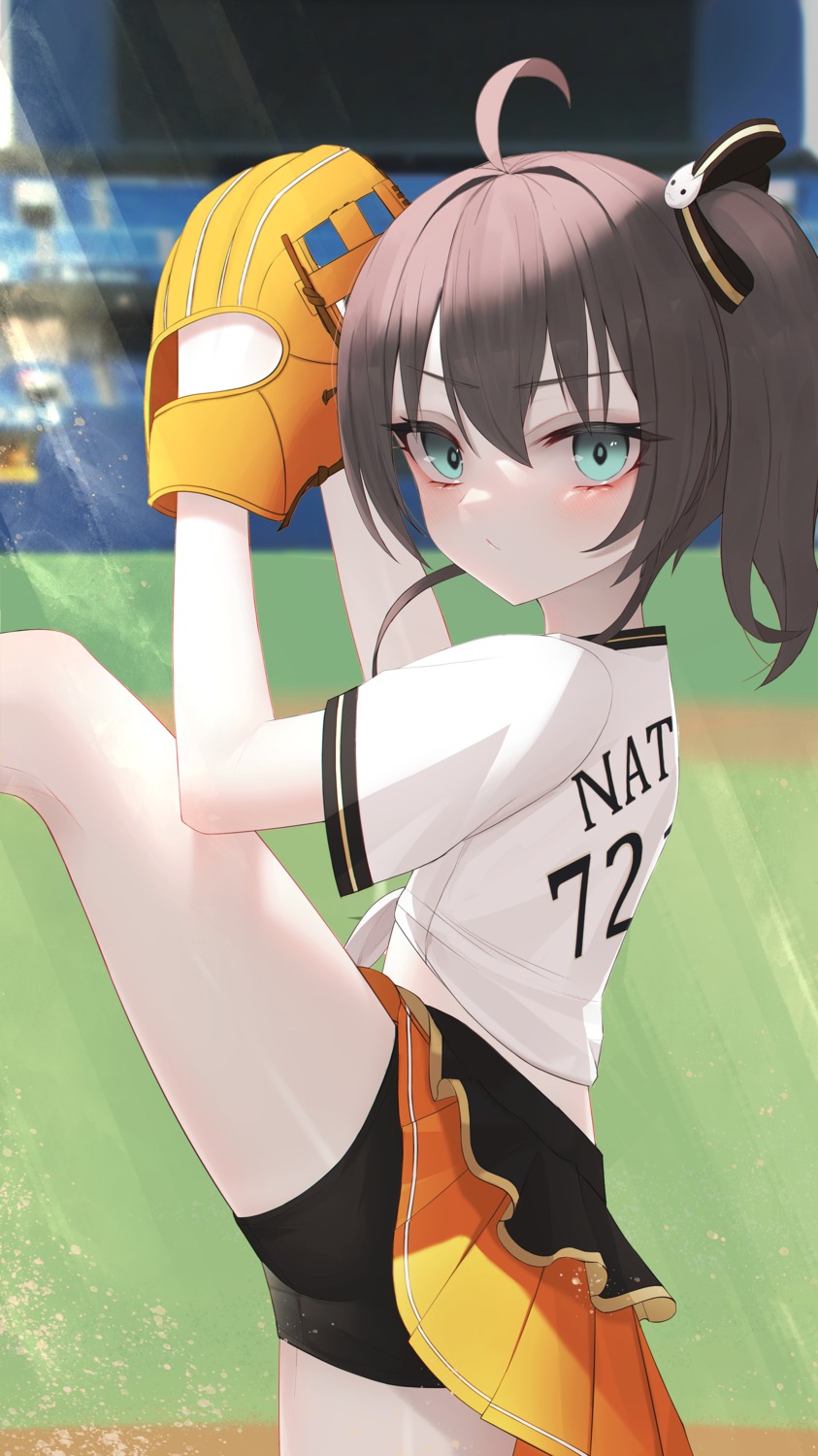 baseball hololive natsuiro_matsuri skirt_lift thomas_8000 uniform