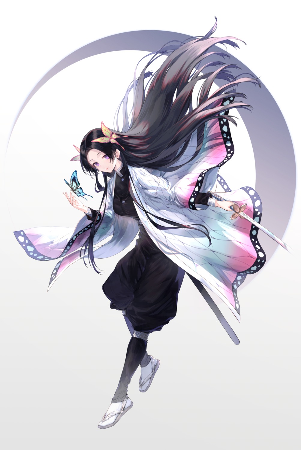 haru_ato japanese_clothes kimetsu_no_yaiba kochou_kanae sword uniform