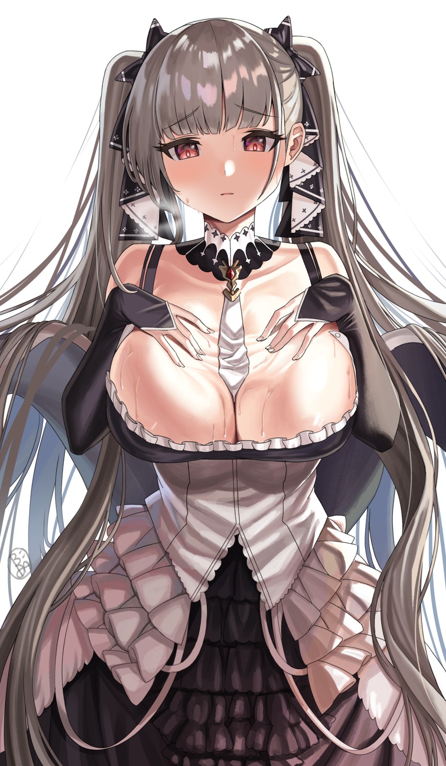 azur_lane be_garam breast_hold cleavage formidable_(azur_lane) gothic_lolita lolita_fashion no_bra