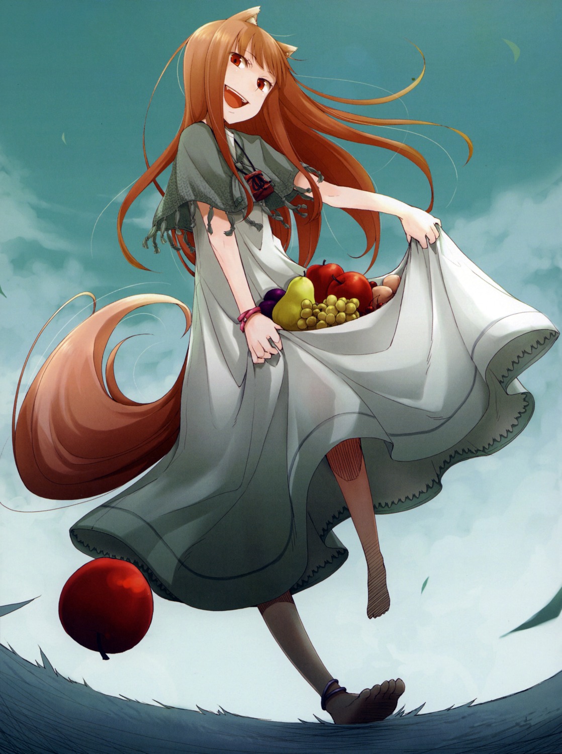 animal_ears ayakura_juu dress holo spice_and_wolf tail