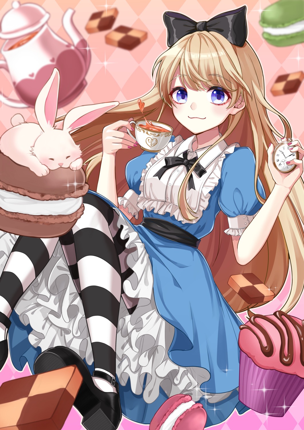 alice alice_in_wonderland dress ichigoya_yuki pantyhose skirt_lift