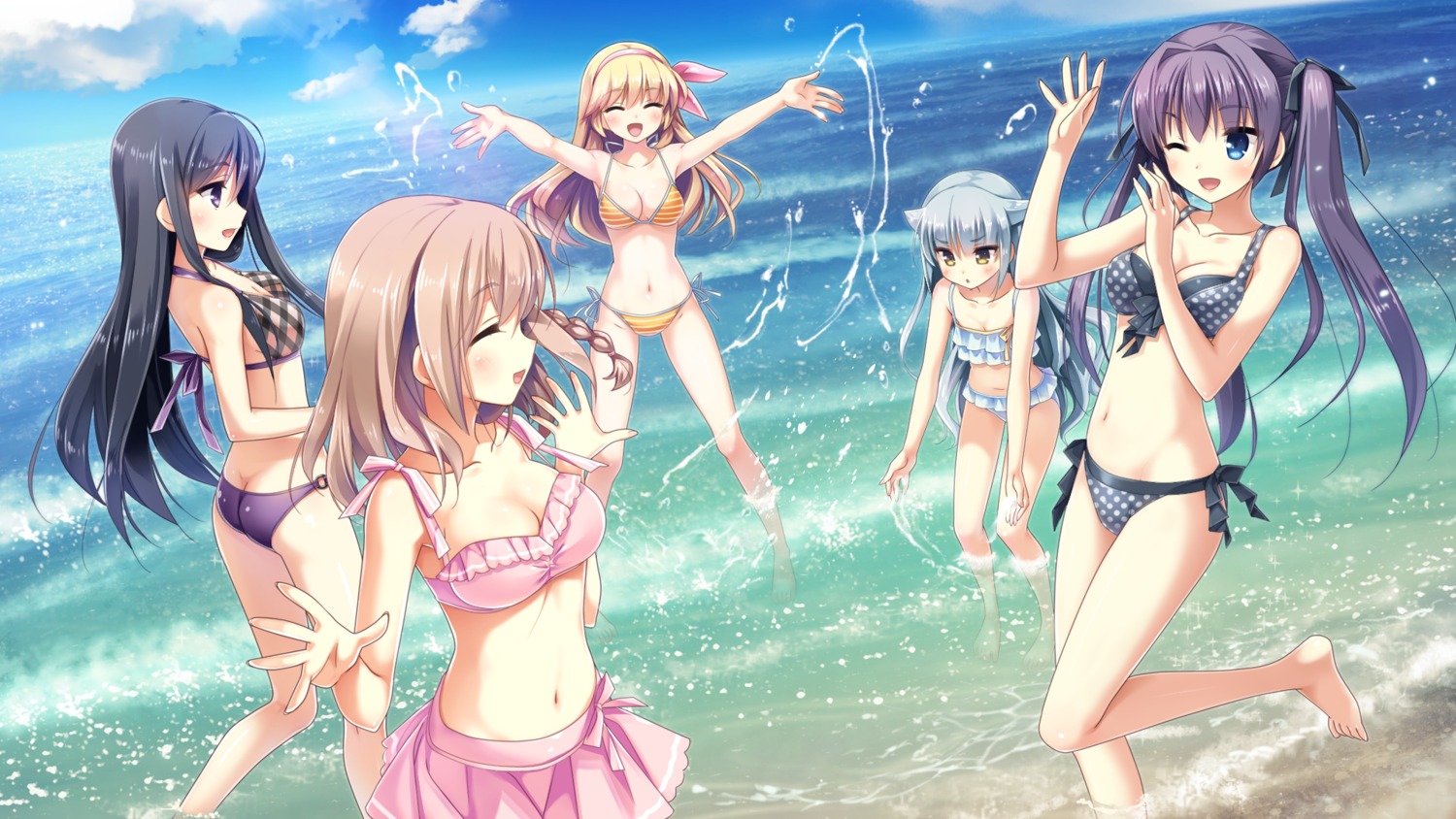 ass bikini cleavage cube game_cg kanekiyo_miwa mamiya-kunchi_no_itsutsugo_jijou swimsuits wet