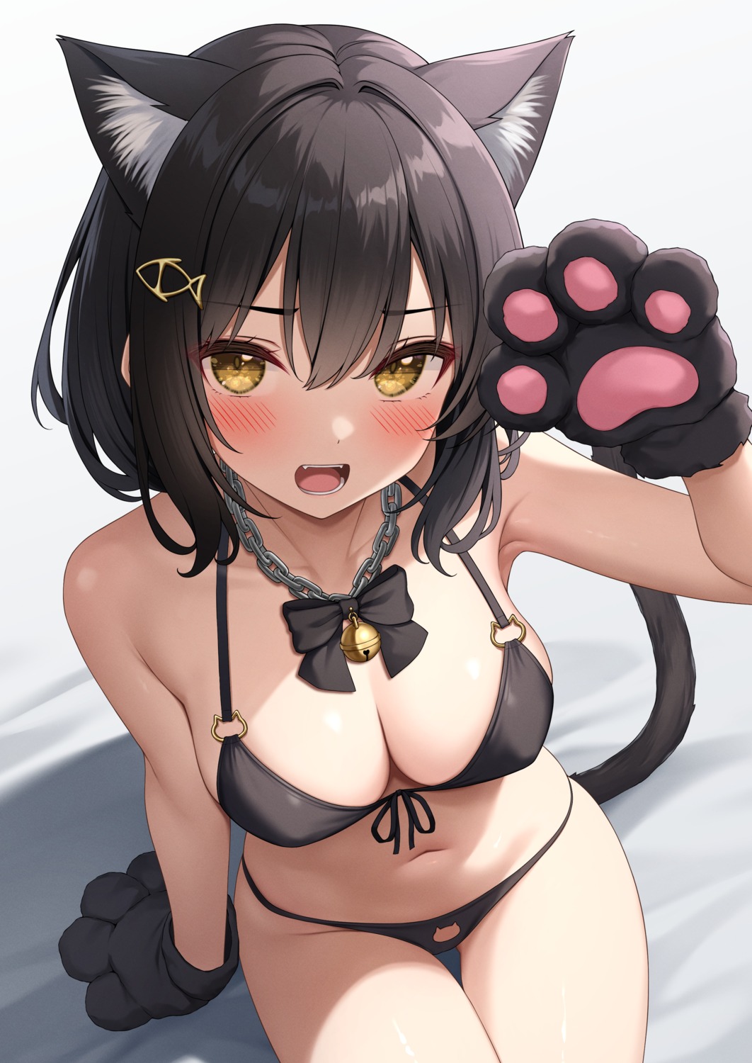 animal_ears bikini karutamo nekomimi shirasu-chan swimsuits tail