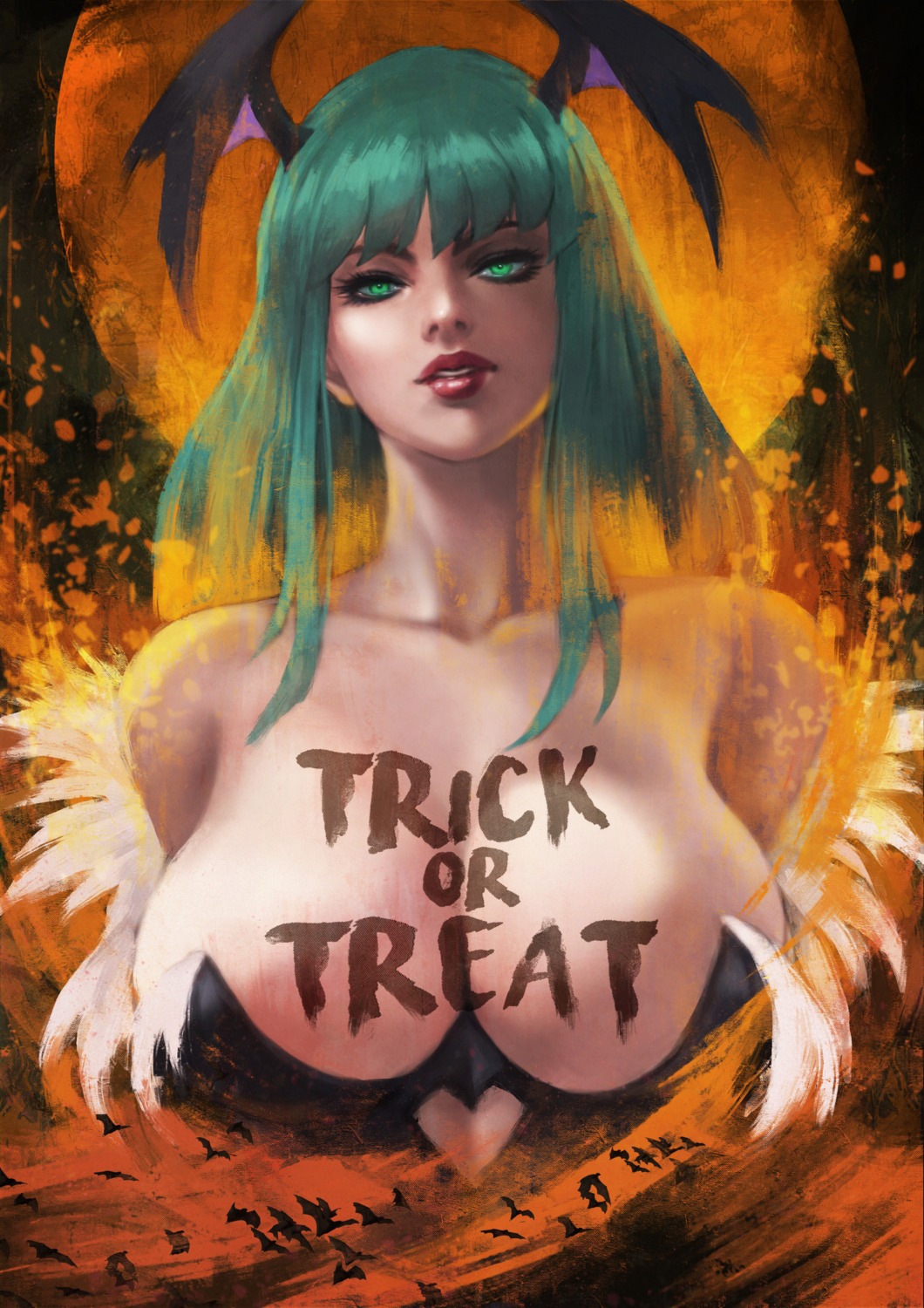 dark_stalkers halloween leotard monori_rogue morrigan_aensland wings