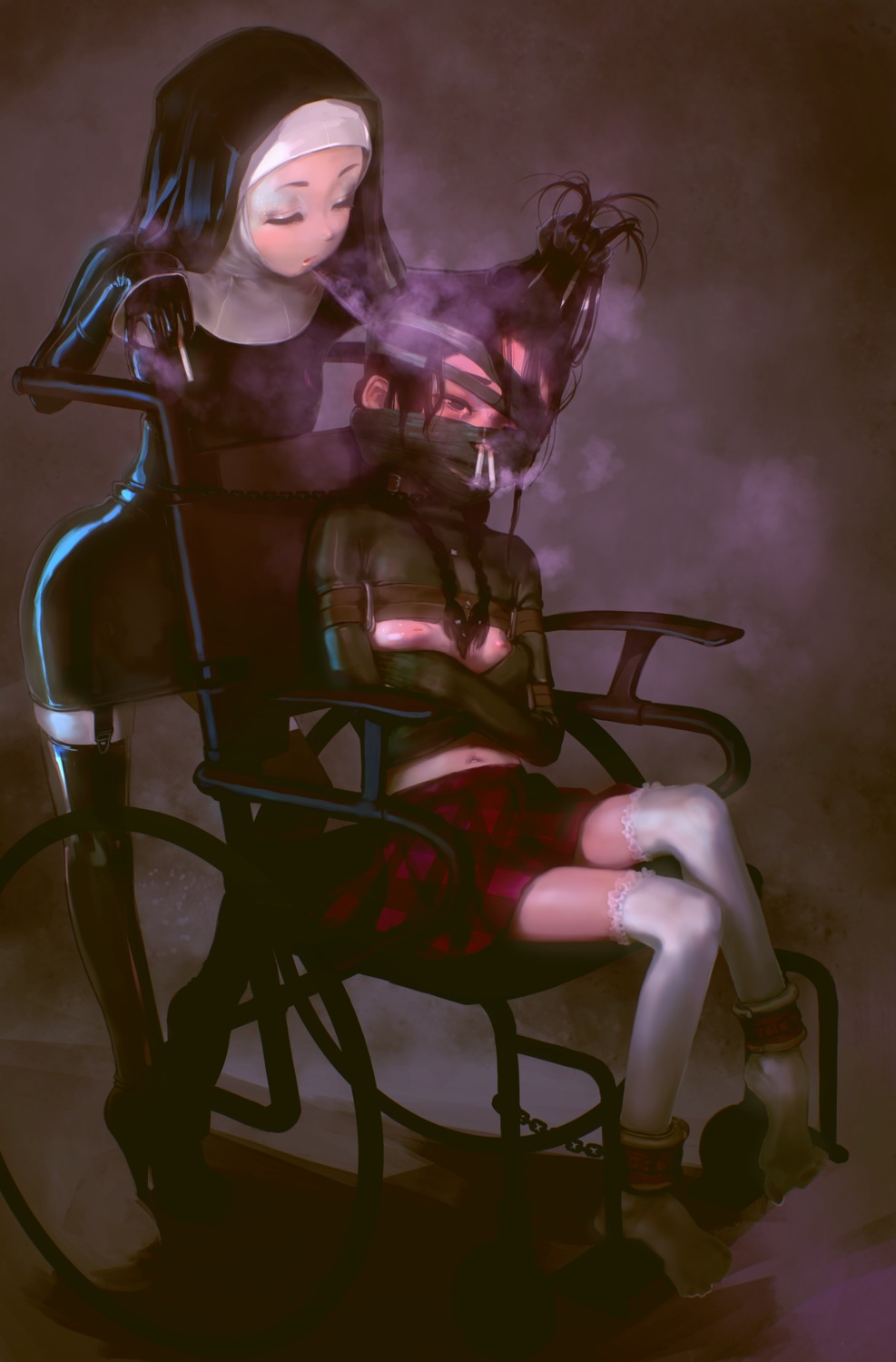 1=2 bondage heels loli nipples no_bra nun smoking stockings thighhighs