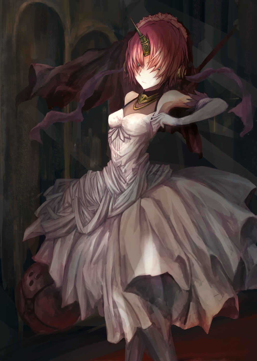 dress fate/apocrypha fate/stay_night frankenstein's_monster_(fate) horns kaze_minoru_so-ru wedding_dress