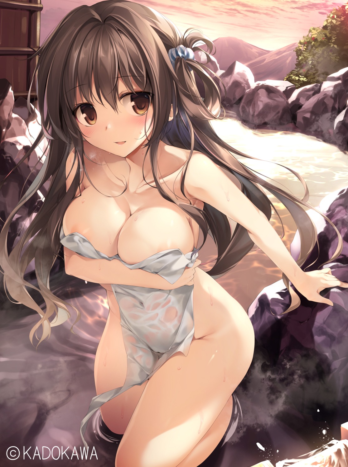 aomi_maika areola bathing breast_hold karory naked onsen towel wet