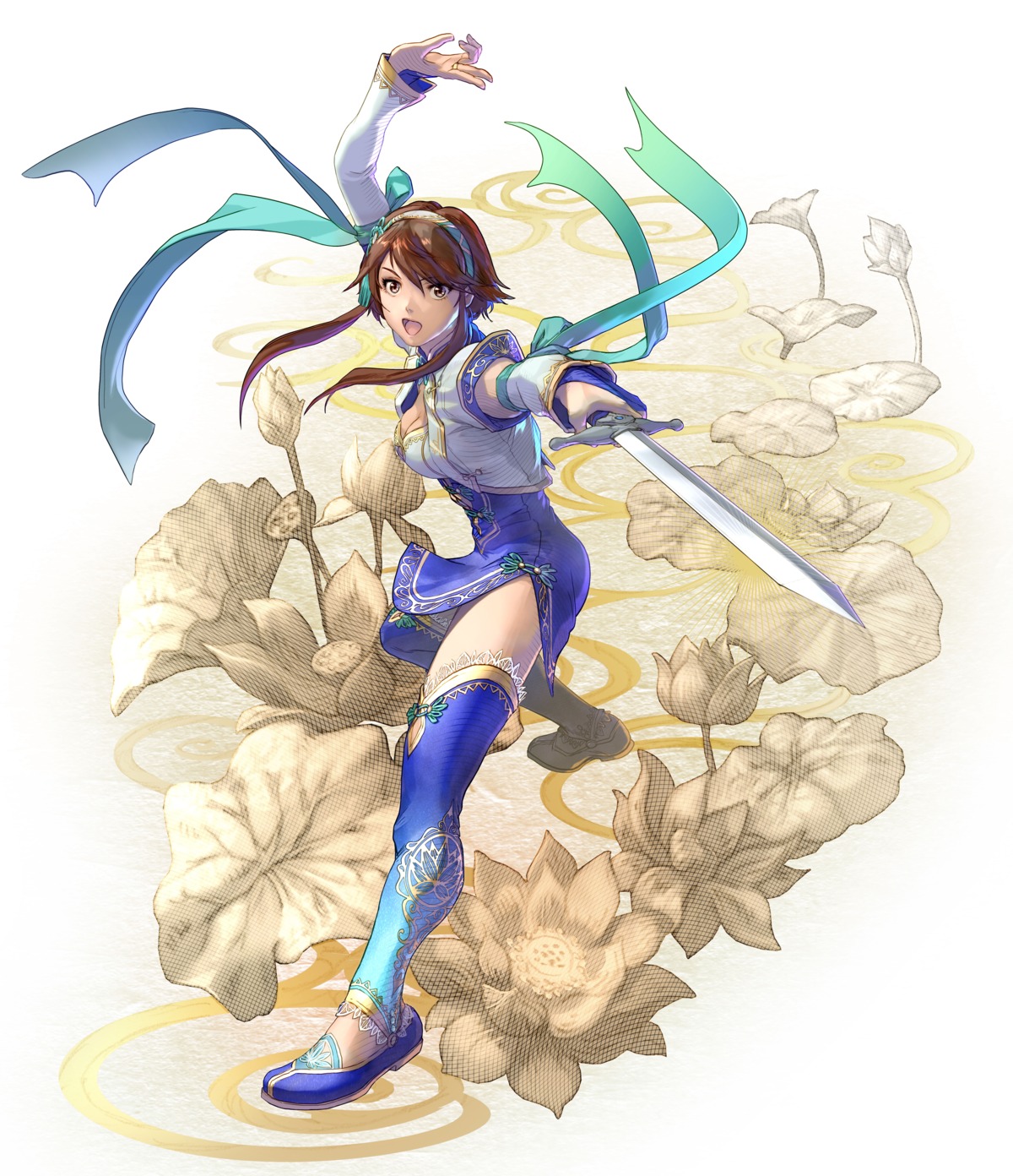 asian_clothes chai_xianghua cleavage kawano_takuji namco soul_calibur soul_calibur_vi sword thighhighs