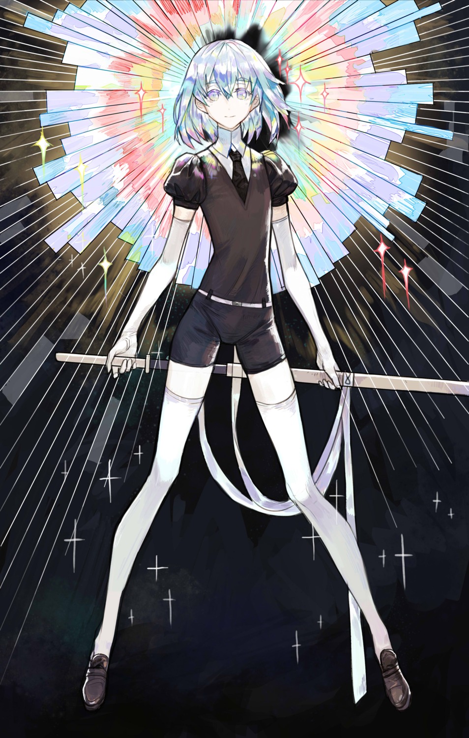 diamond_(houseki_no_kuni) houseki_no_kuni rosette_(yankaixuan) sword thighhighs