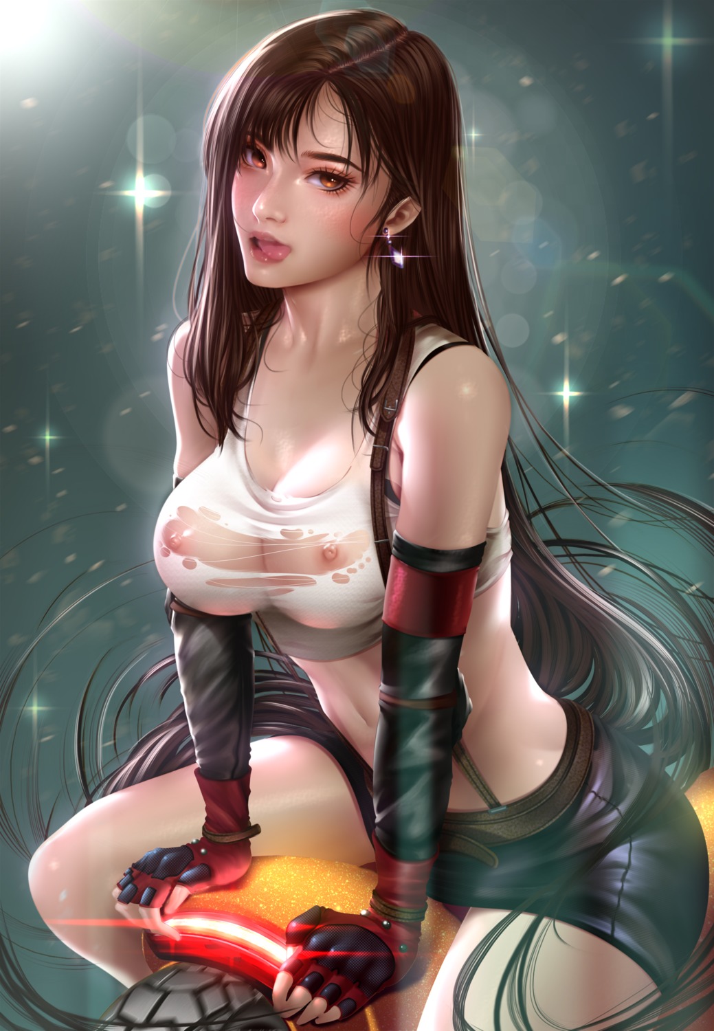 bearwitch final_fantasy final_fantasy_vii nipples no_bra pantsu tifa_lockhart torn_clothes wardrobe_malfunction