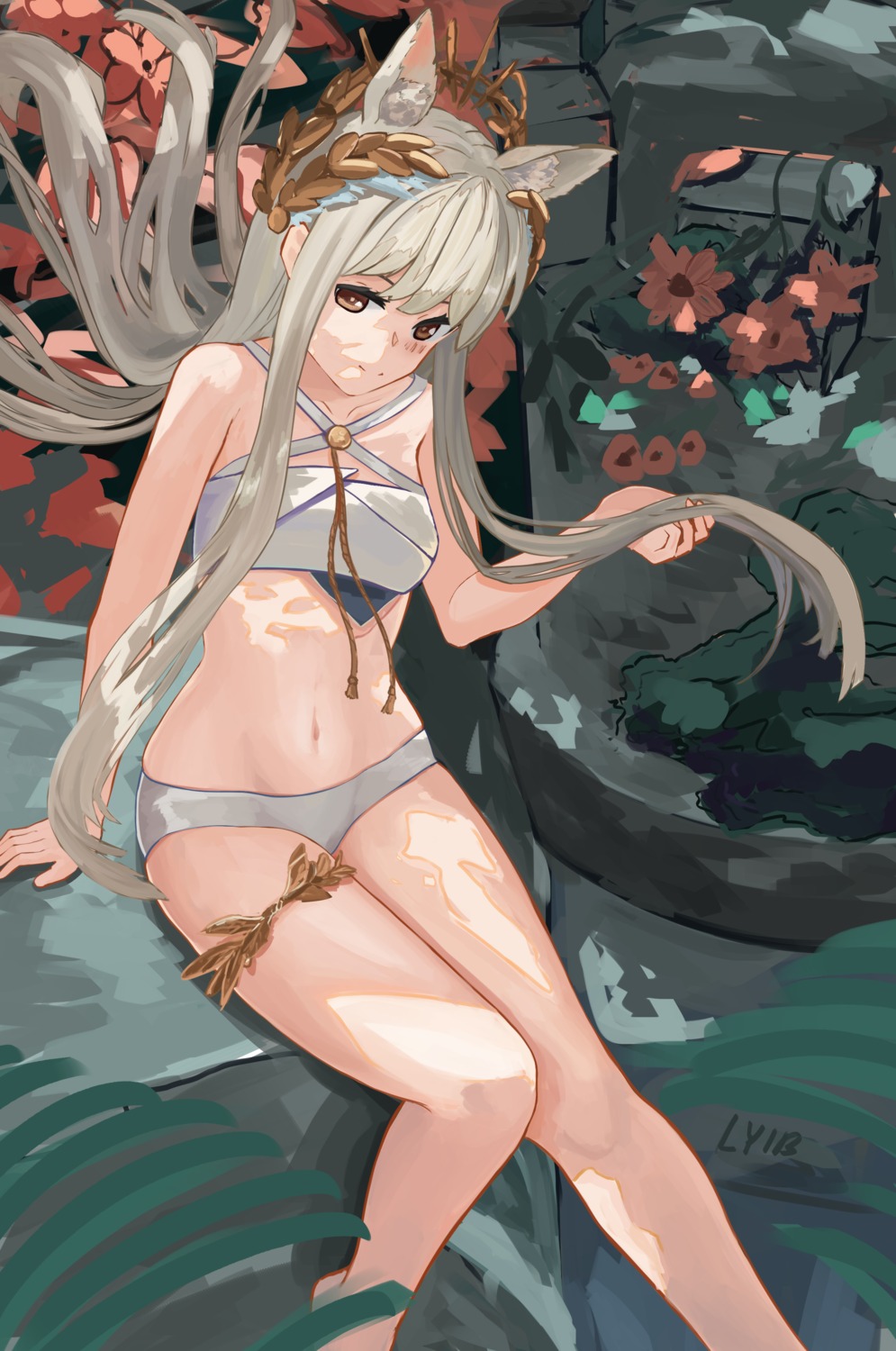 animal_ears arknights bikini garter lyib platinum_(arknights) swimsuits