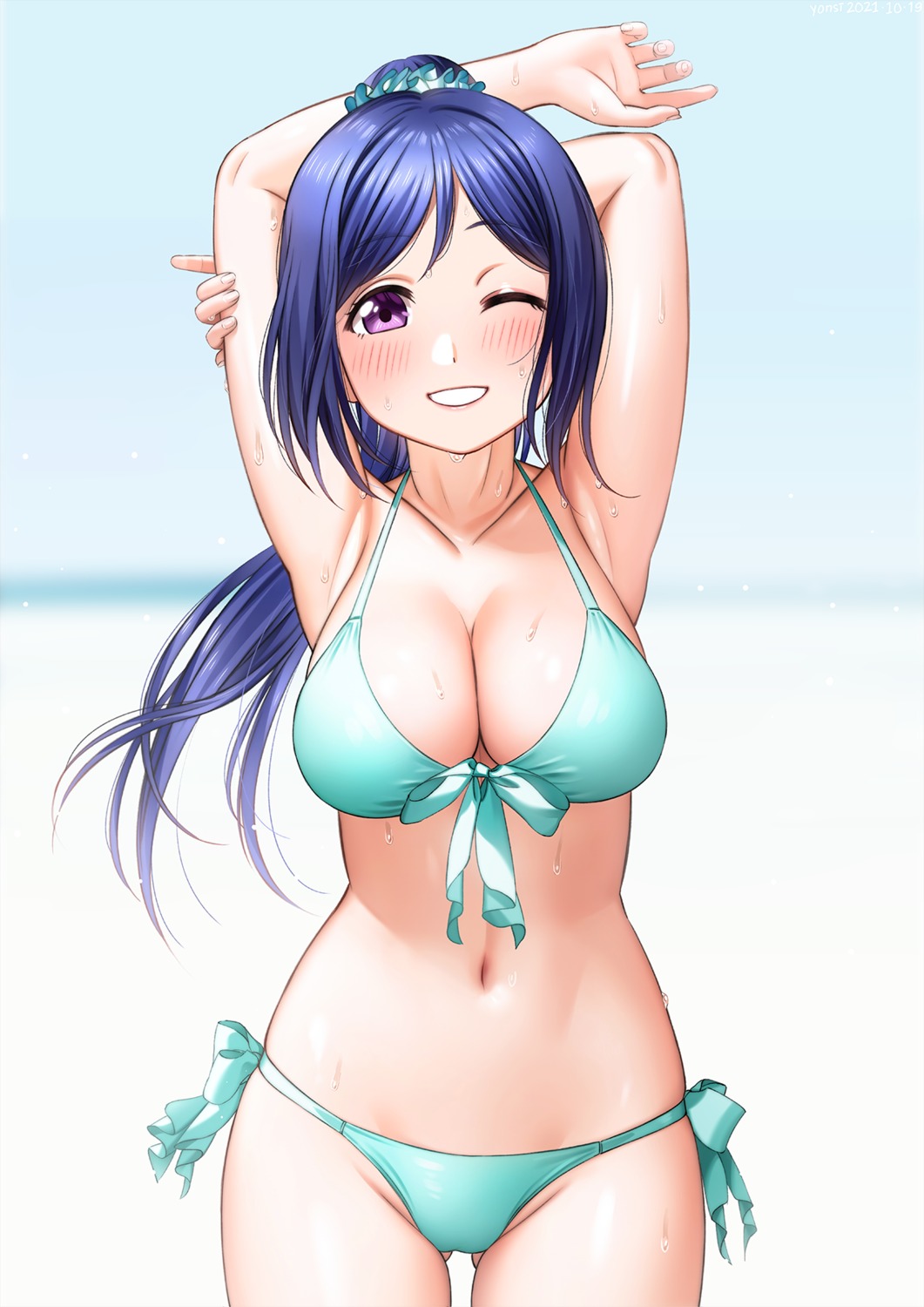 bikini love_live!_sunshine!! matsuura_kanan swimsuits yonsi