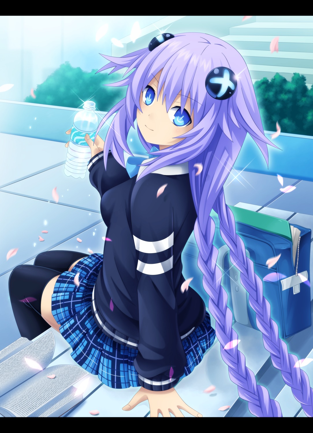 choujigen_game_neptune planeptune purple_heart seifuku thighhighs