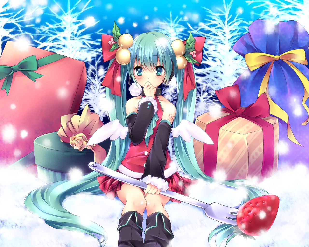 christmas hatsune_miku sorai_shinya vocaloid wallpaper wings