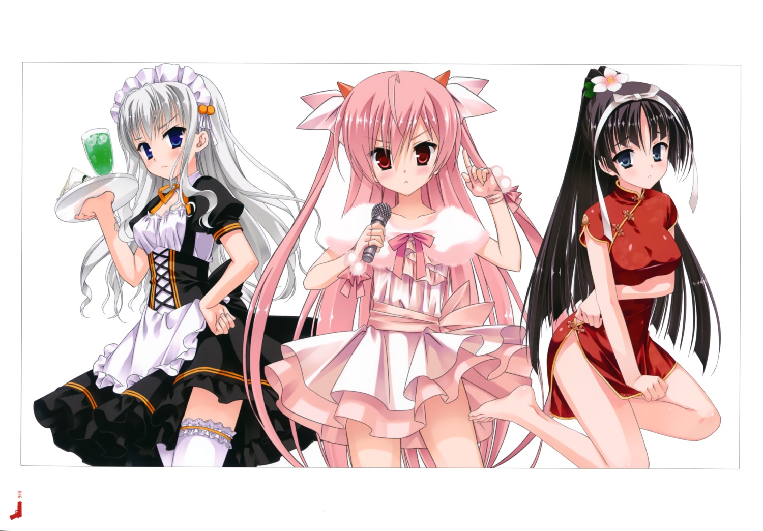 breast_hold chinadress dress hidan_no_aria hotogi_shirayuki jeanne_d'arc jeanne_d'arc_(hidan_no_aria) kanzaki_h_aria kobuichi thighhighs waitress