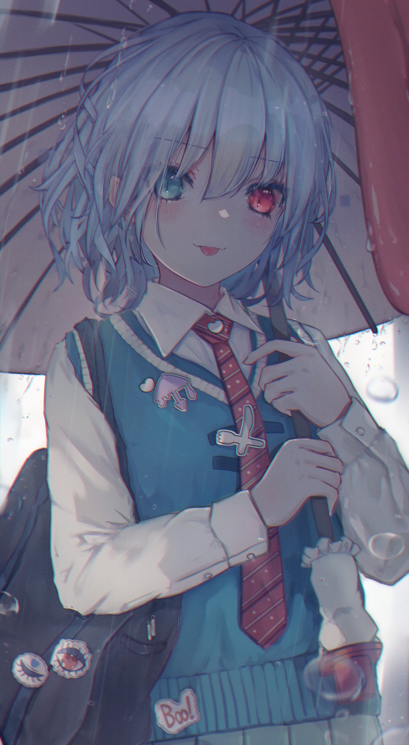 fuunyon heterochromia seifuku sweater tatara_kogasa touhou umbrella