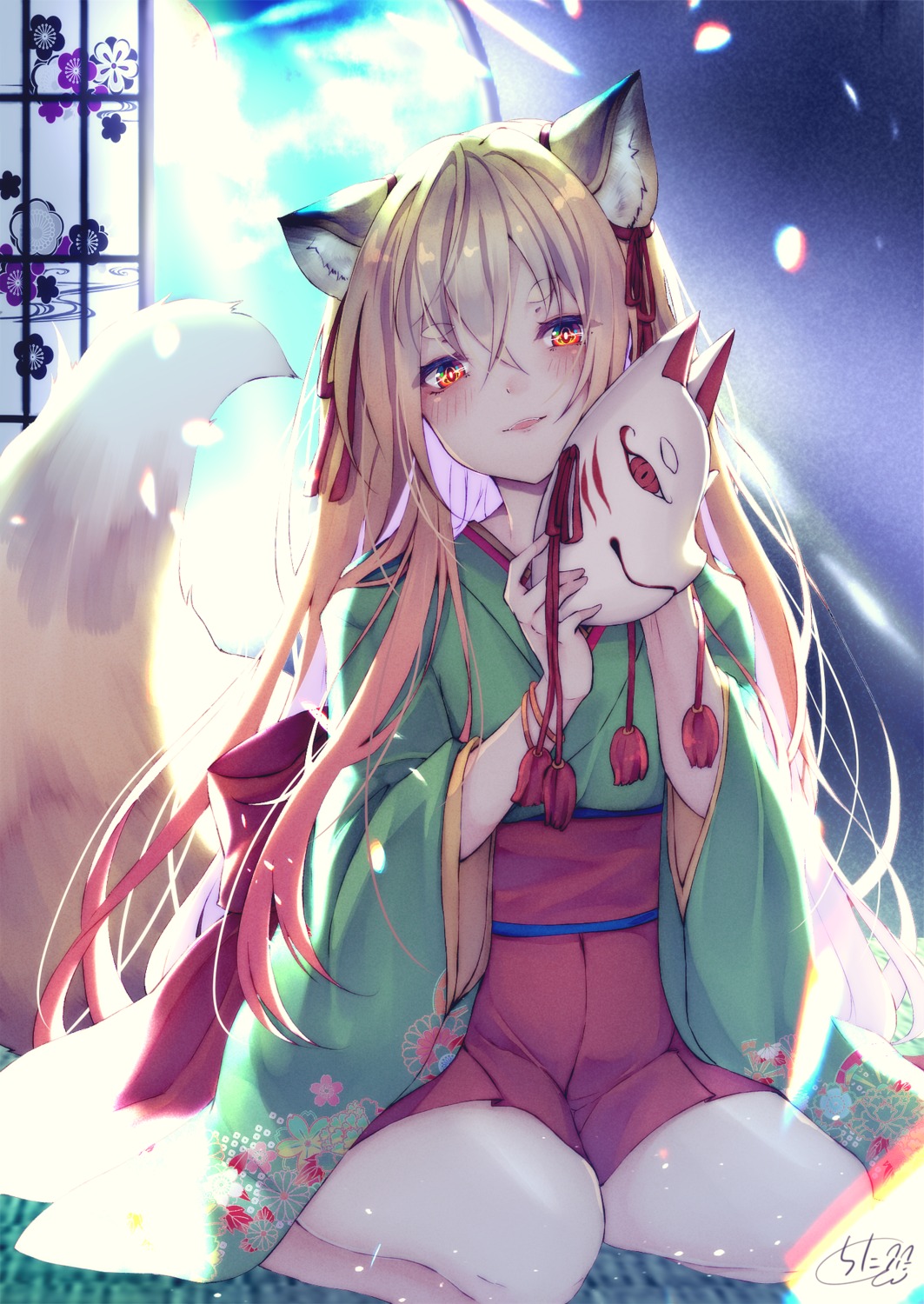 animal_ears chita_(ketchup) japanese_clothes kitsune tail