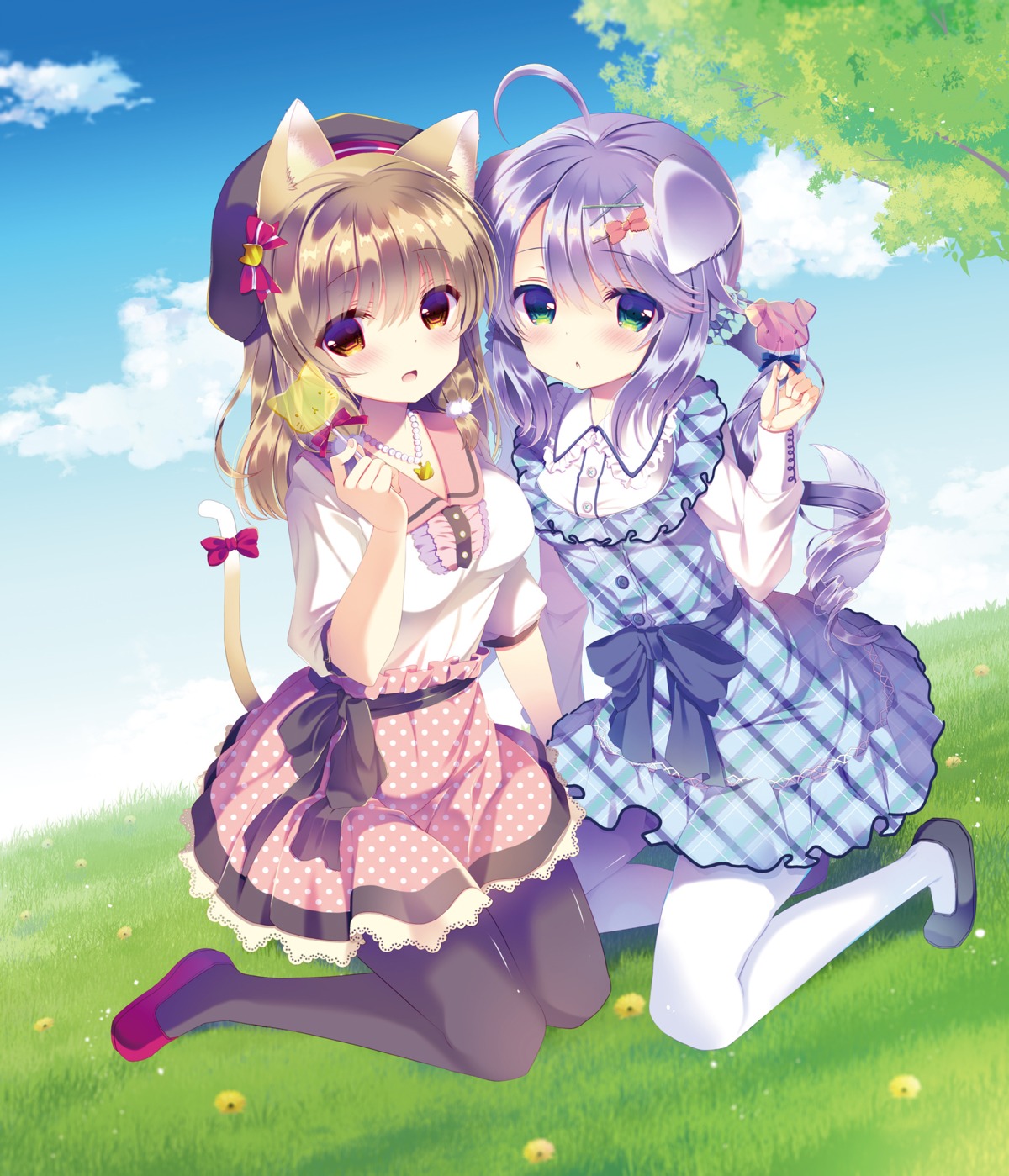 animal_ears dress inumimi nekomimi pantyhose tail takashina_asahi