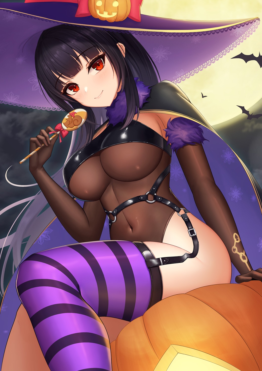 abeen_jhong halloween stockings thighhighs witch