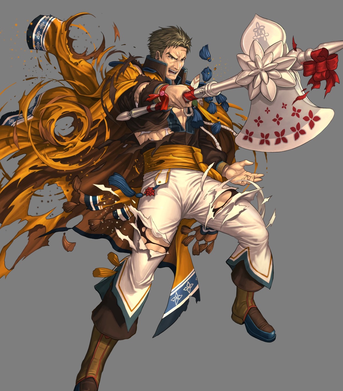 fire_emblem fire_emblem:_souen_no_kiseki fire_emblem_heroes greil izuka_daisuke nintendo old_weapon torn_clothes transparent_png