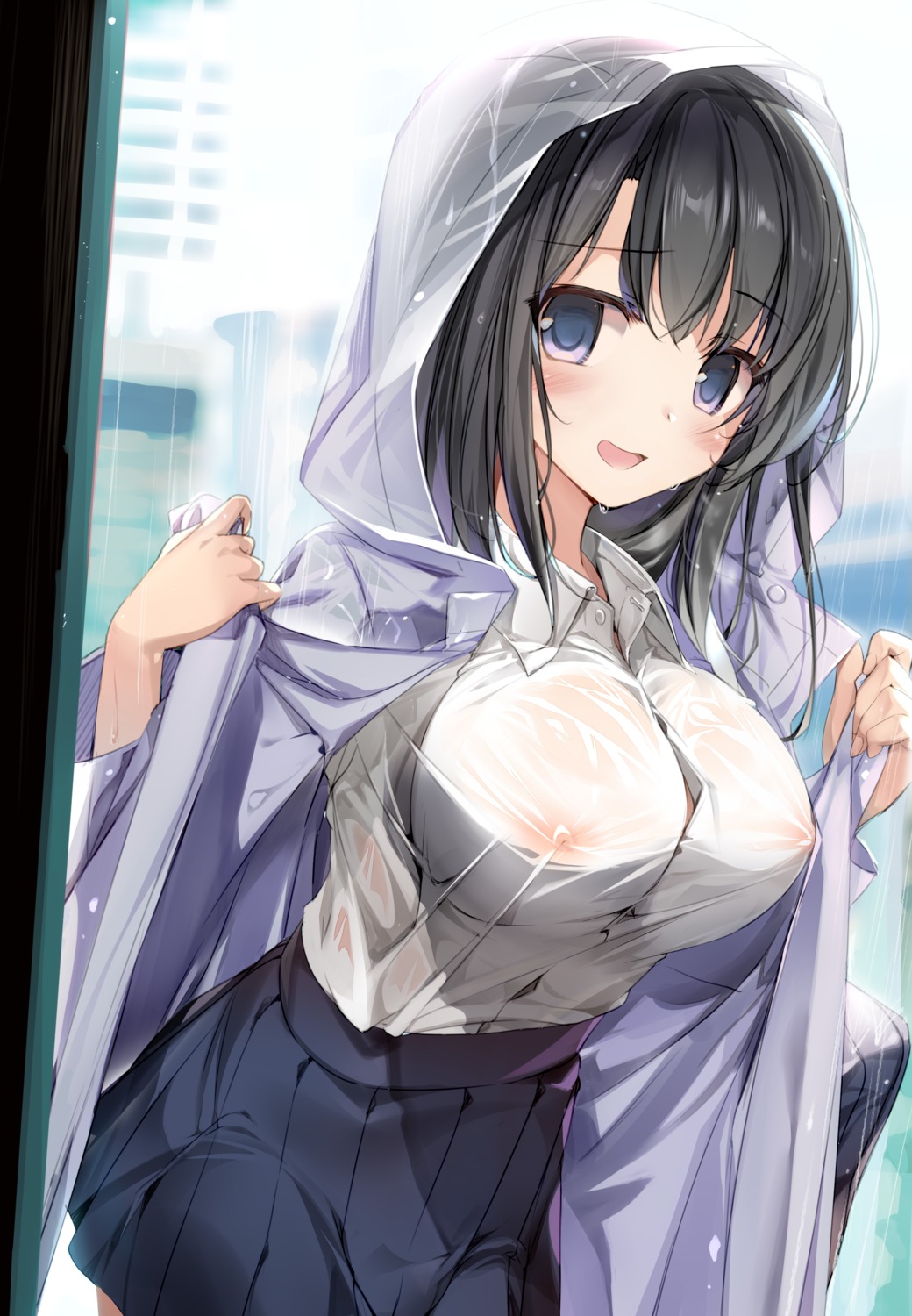 karory nipples no_bra see_through seifuku undressing wet wet_clothes