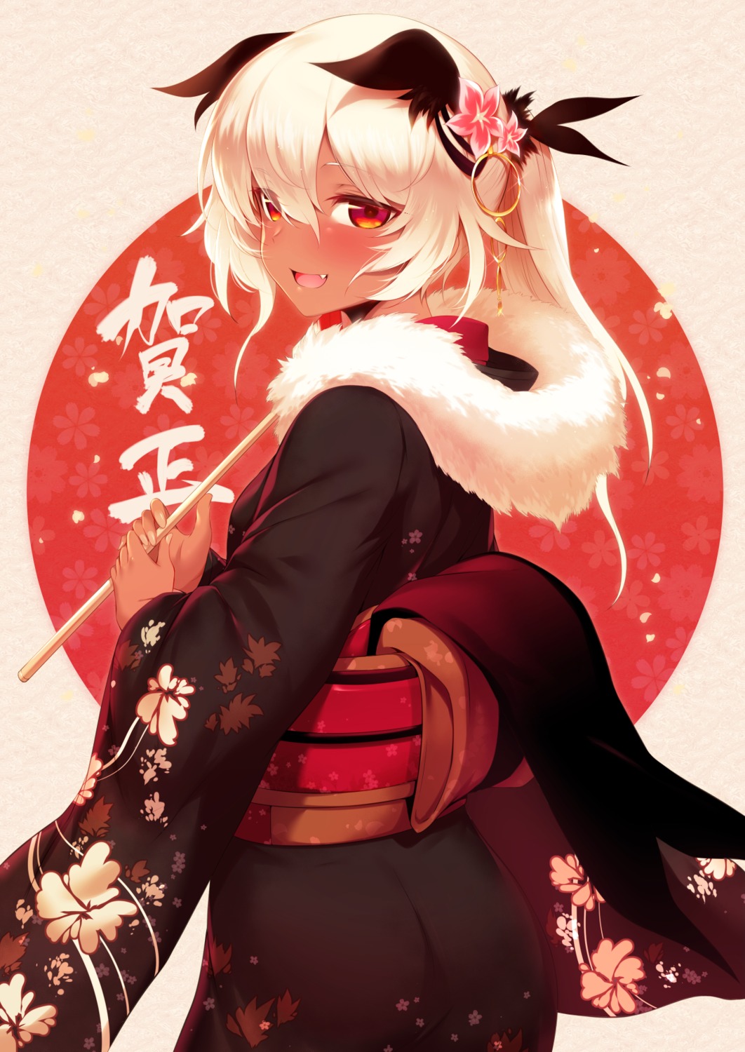 animal_ears black_rock_shooter kimono rogia strength