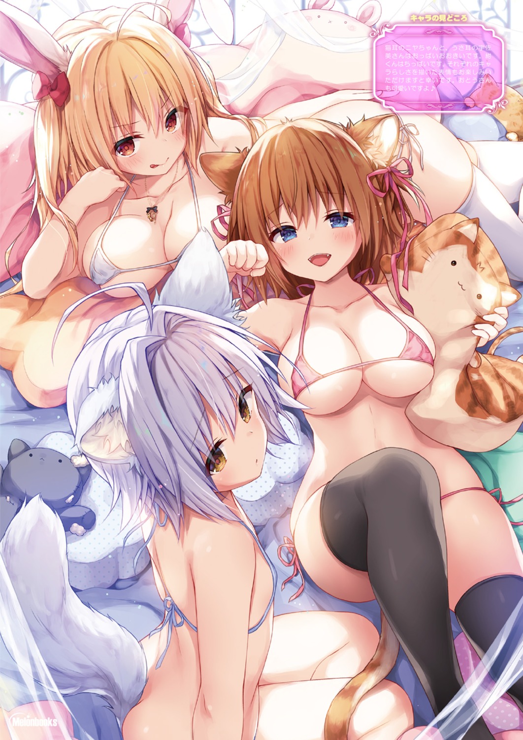 animal_ears bikini bunny_ears kinokonomi kitsunegawa_kon konomi melonbooks nekoda_niya nekomimi nyancology swimsuits tail thighhighs usami_miina