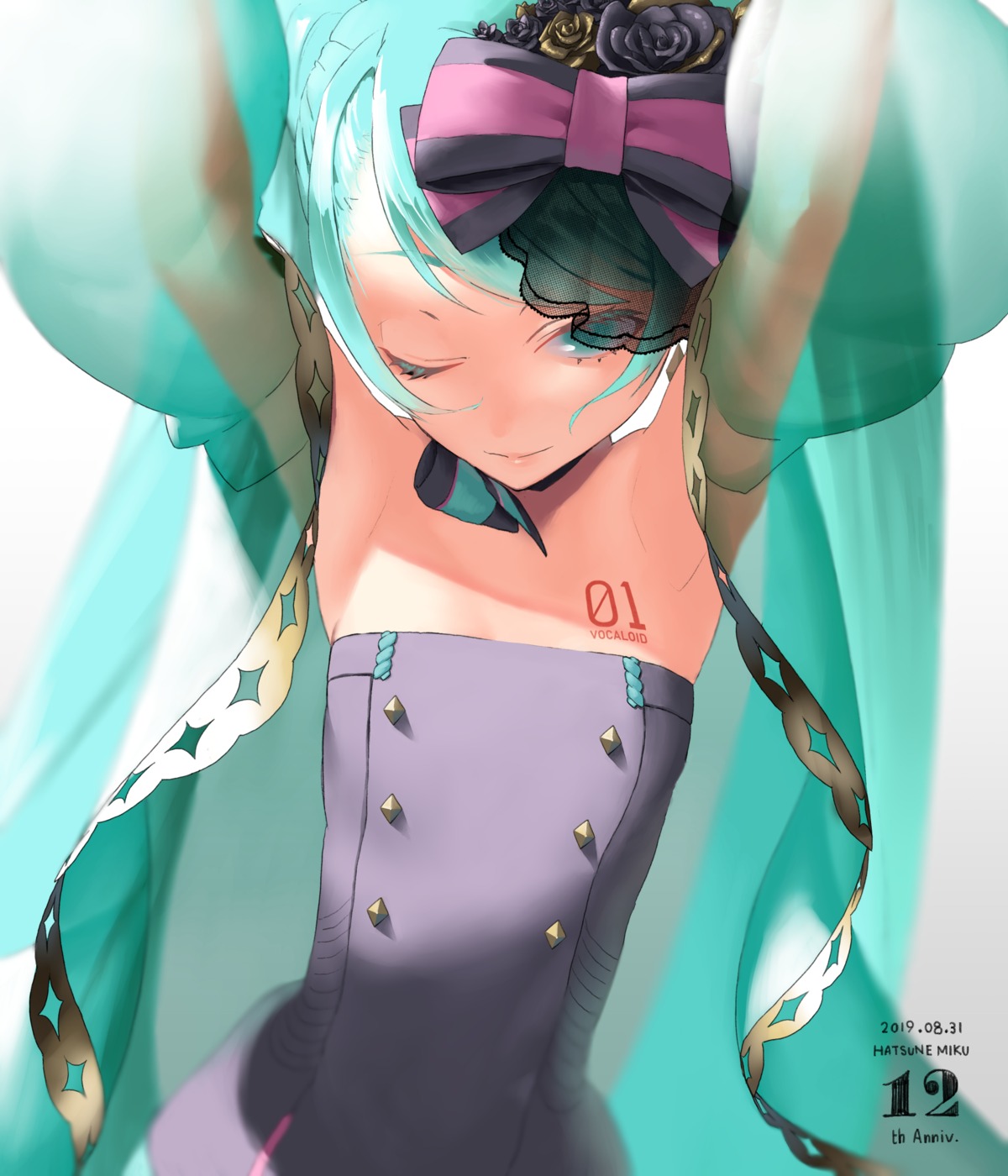 dress hatsune_miku rsk_(tbhono) tattoo vocaloid