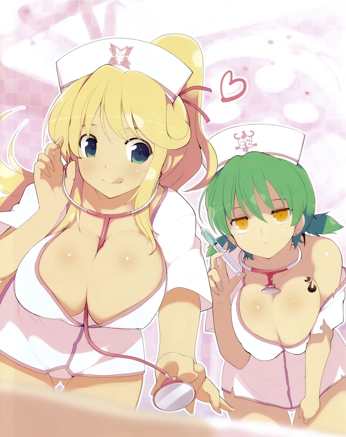 cleavage hikage katsuragi no_bra nurse pantsu senran_kagura tattoo yaegashi_nan