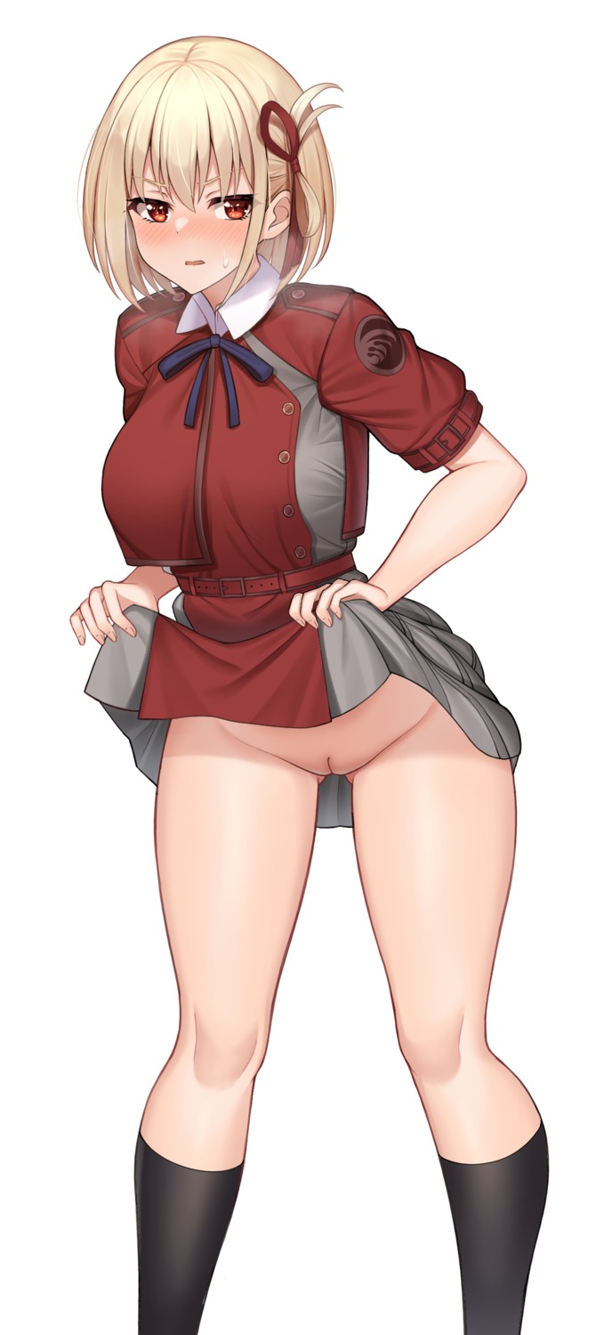 komainu_(yamaha1997) lycoris_recoil nishikigi_chisato nopan pussy seifuku skirt_lift uncensored