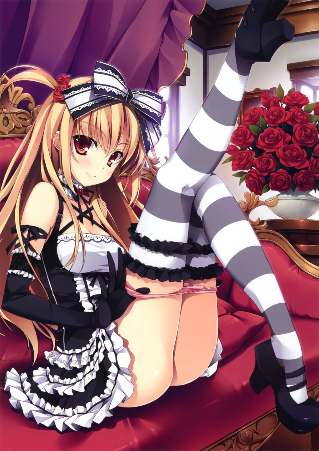 dress gothic_lolita lolita_fashion pantsu panty_pull thighhighs undressing yuuki_hagure