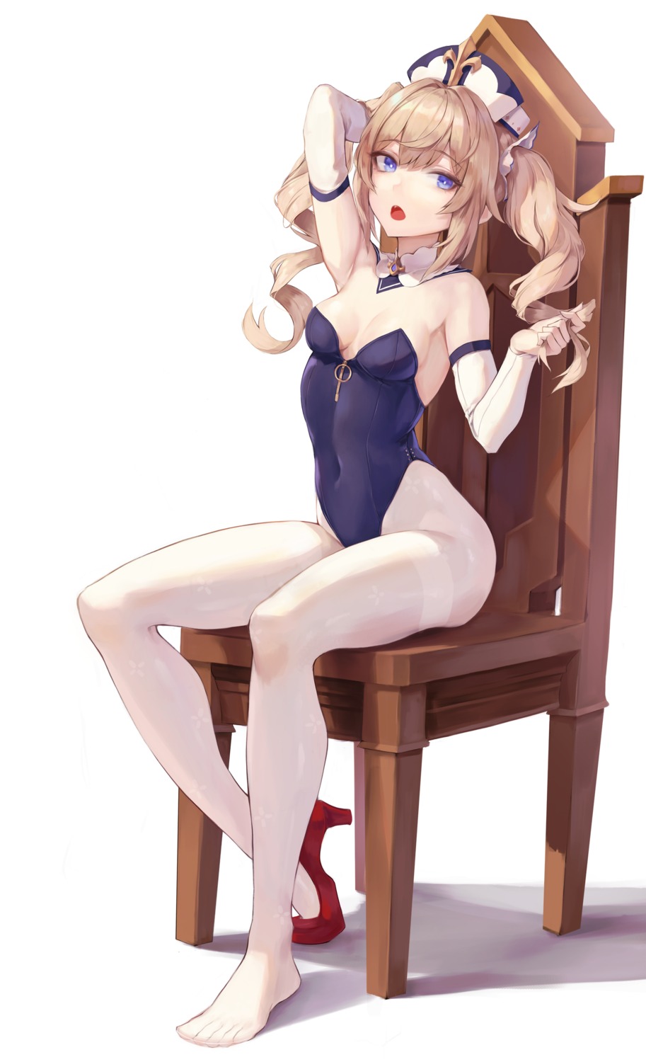 barbara_(genshin_impact) genshin_impact heels hiki_niito leotard no_bra pantyhose