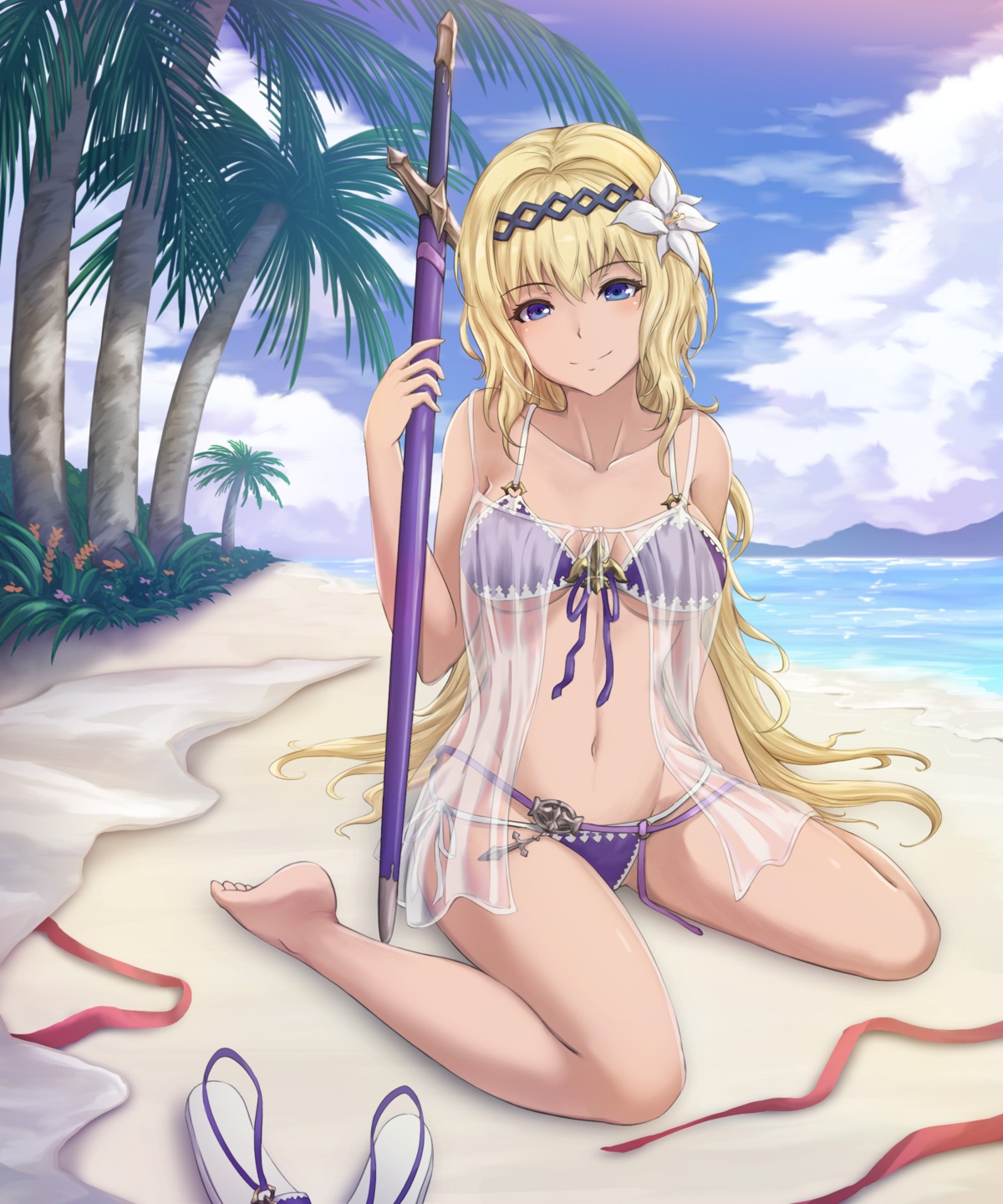 bikini granblue_fantasy jeanne_d'arc jeanne_d'arc_(granblue_fantasy) see_through swimsuits sword underboob yuki7128