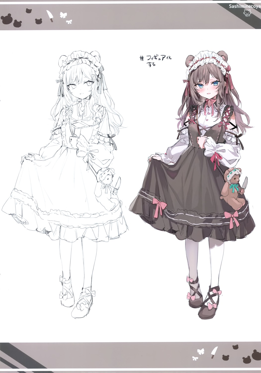 animal_ears gothic_lolita lolita_fashion momoko_(momopoco) sashimi_necoya sketch