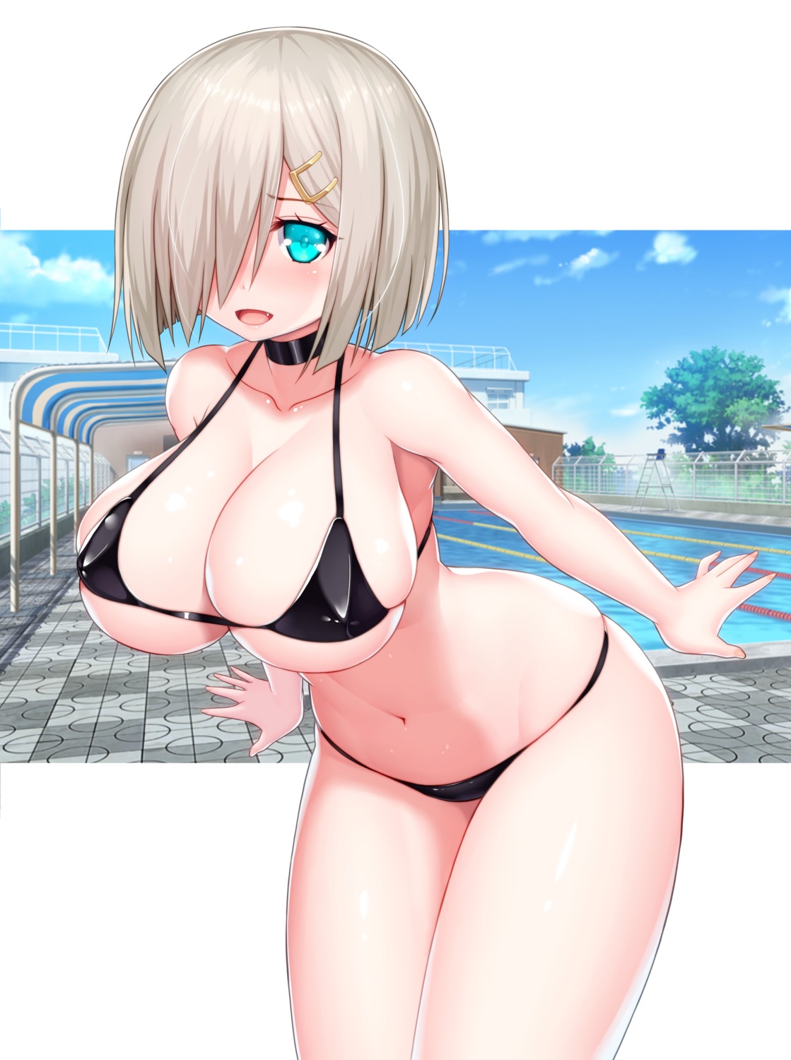 asamura_hiori bikini cleavage erect_nipples hamakaze_(kancolle) kantai_collection swimsuits