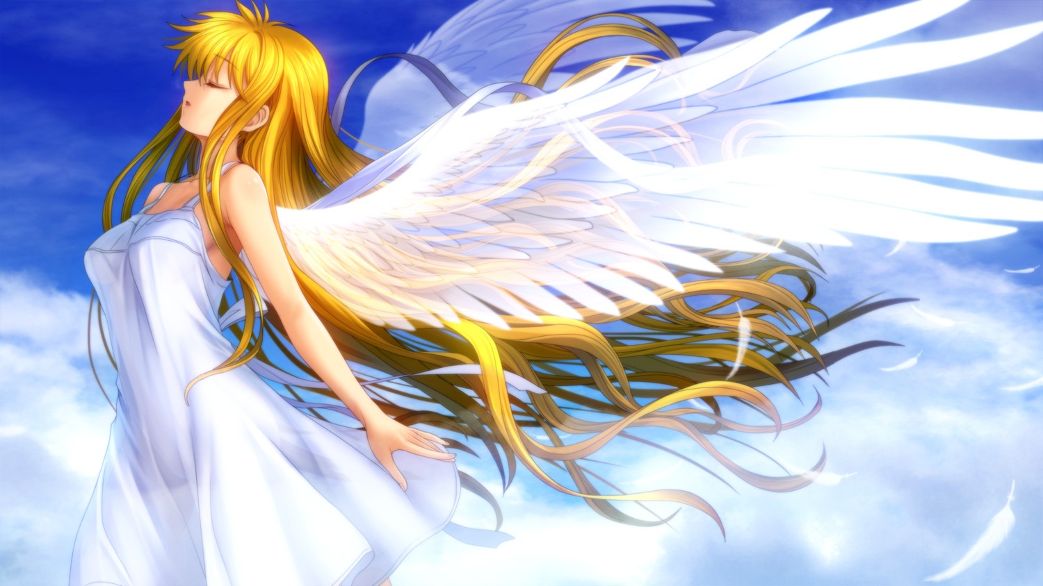 air angel dress kamio_misuzu moonknives wallpaper wings