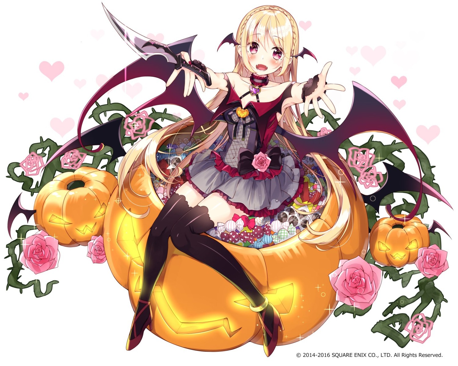 dress fishnets halloween heels sakuragi_ren thighhighs weapon wings