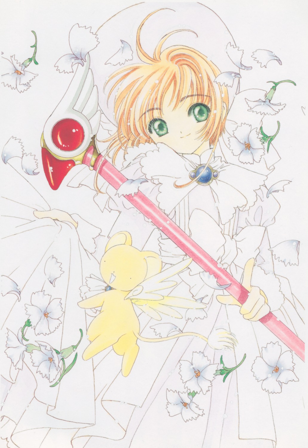 card_captor_sakura clamp dress kerberos kinomoto_sakura weapon