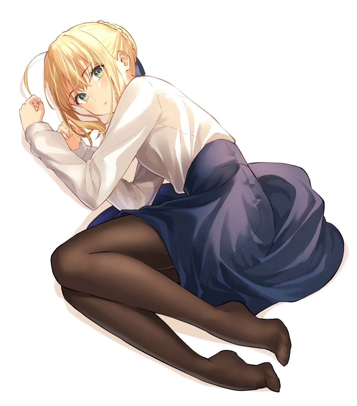 fate/grand_order lq_saku pantyhose saber skirt_lift