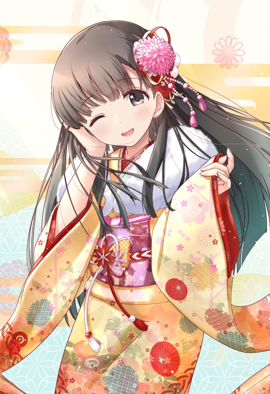 akisaka_yamoka kimono kobayakawa_sae the_idolm@ster the_idolm@ster_cinderella_girls