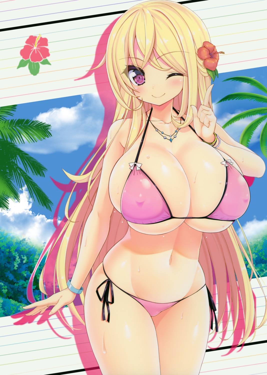 bikini cleavage detexted erect_nipples ikenai_bikini_no_oneesan othello_ice sasaki_saeko shuz swimsuits underboob wet