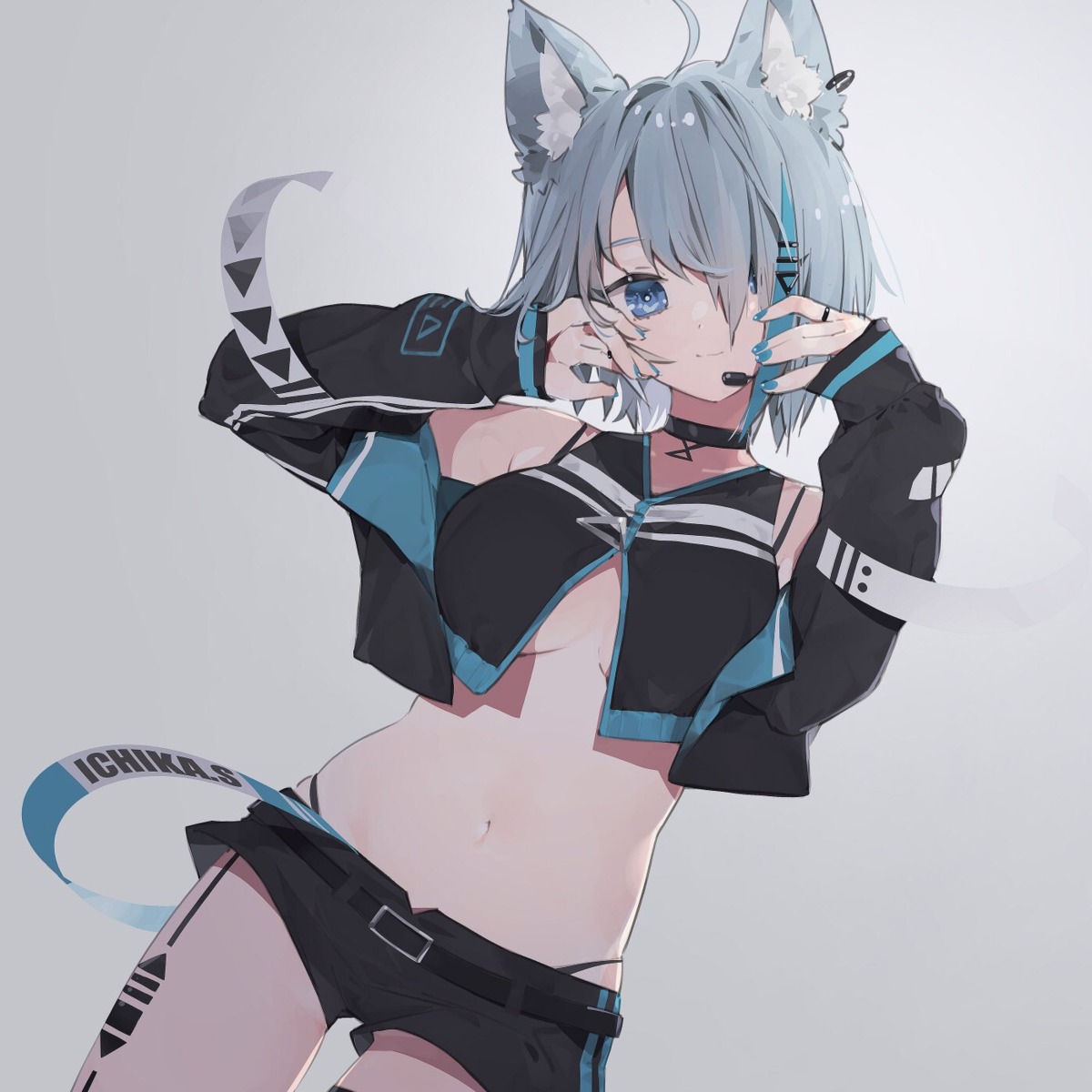 animal_ears animare nanashi_inc. no_bra open_shirt pantsu rippootai souya_ichika tattoo