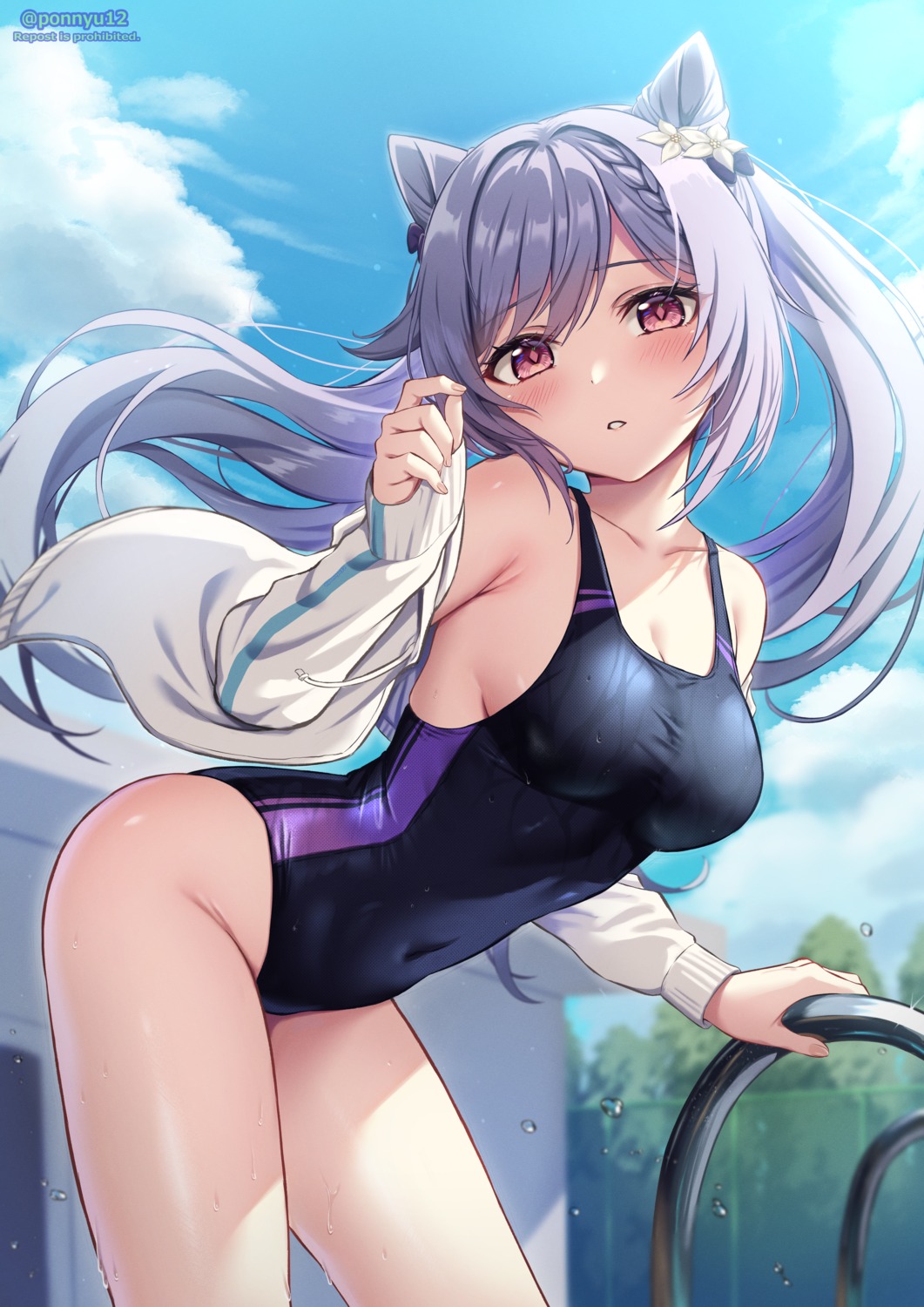 genshin_impact gym_uniform keqing ponnyu12 swimsuits